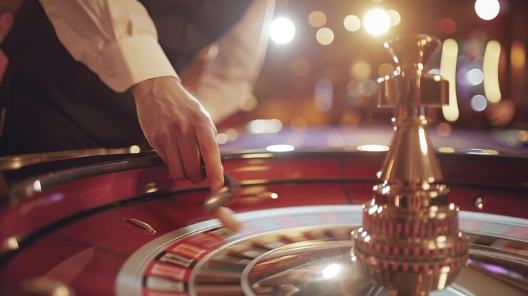 Live dealer casino studio with multiple table feeds and betting interface
